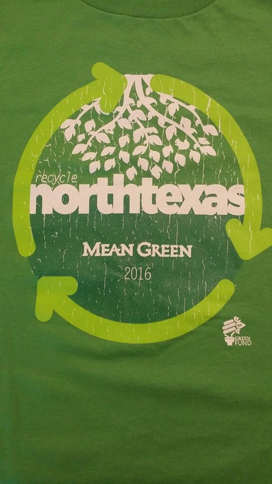 green recycle north texas 2016 shirt with recycle arrows and leaves