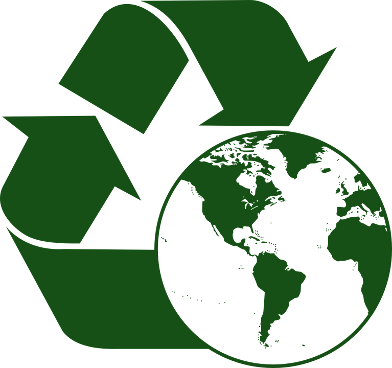 green recycle arrows with an image of Earth
