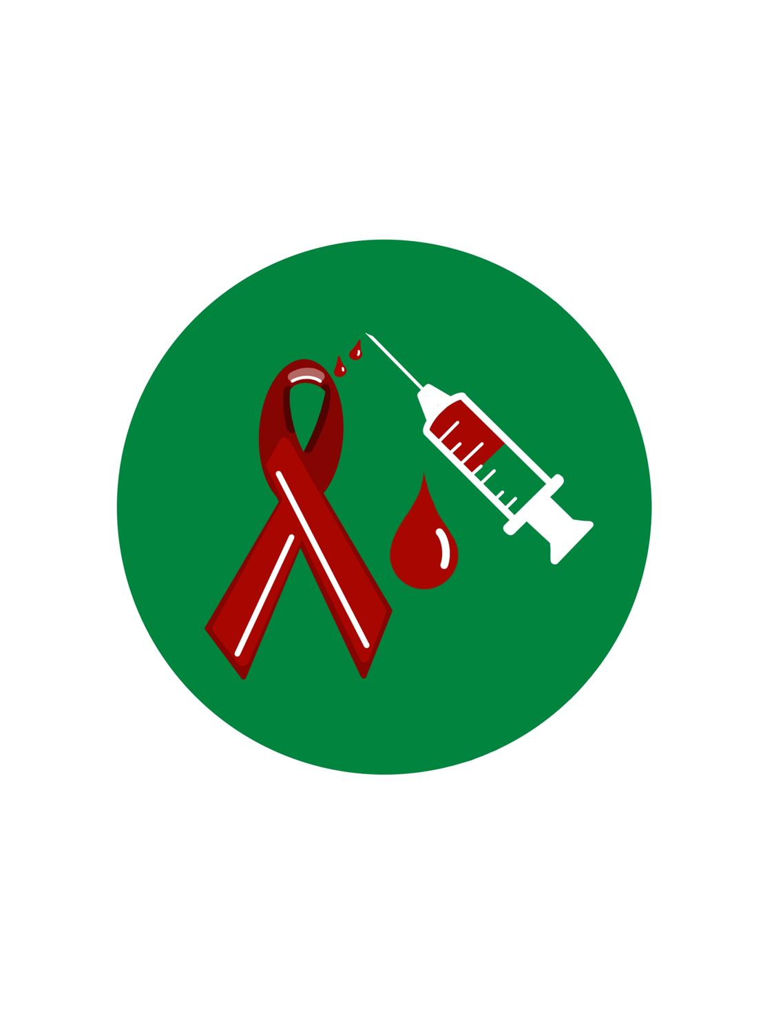 Needle with AIDS awareness red ribbon
