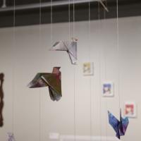 hanging paper cranes