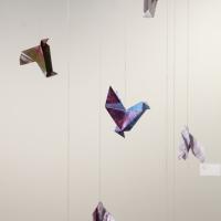 hanging paper cranes