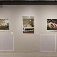 installation view showing three framed photographs on the wall