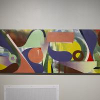 Abstract multi colored paintings with organic shapes