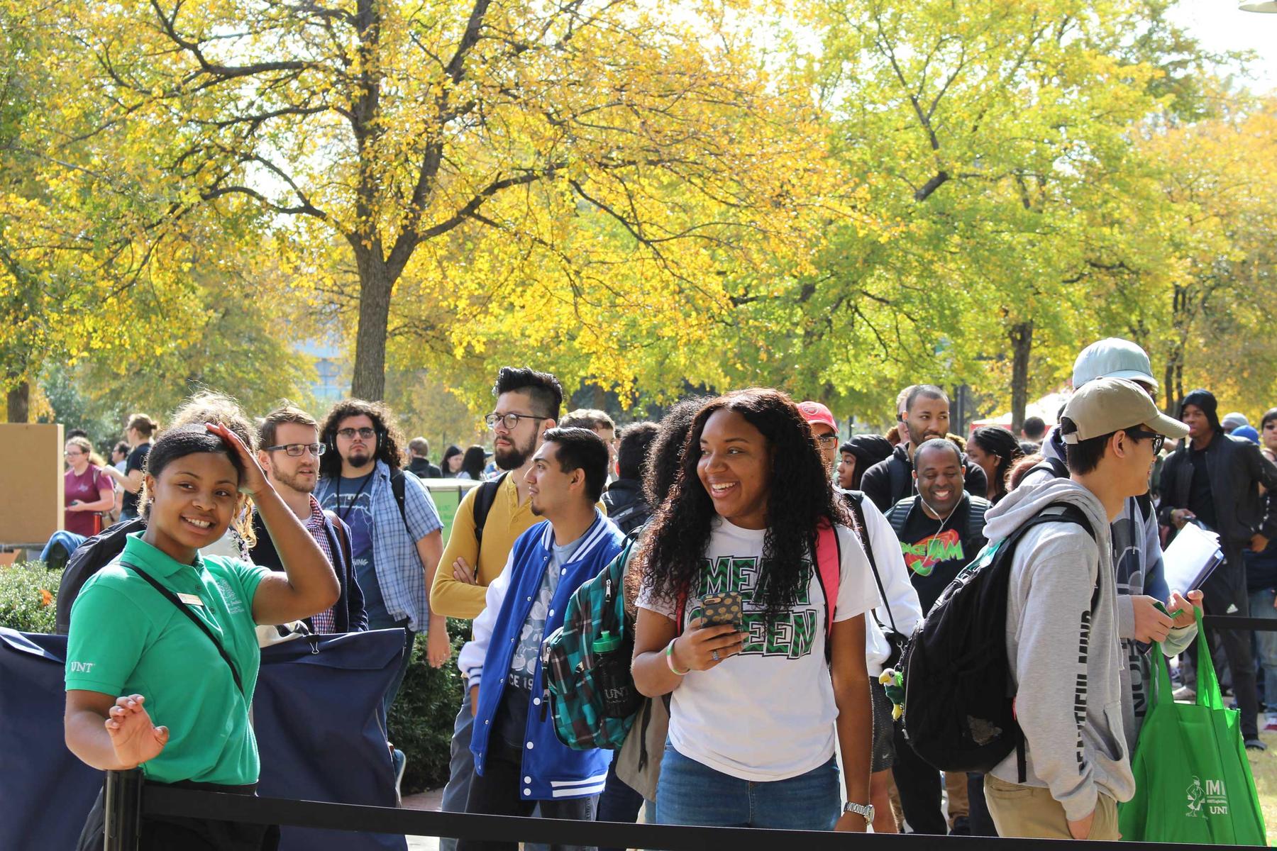 Students gathering to volunteer