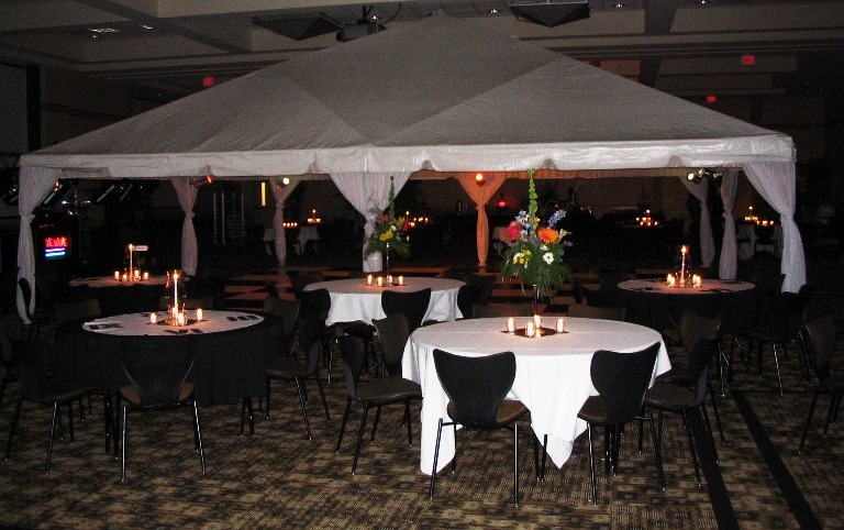 A room decorated for an event at the gateway center