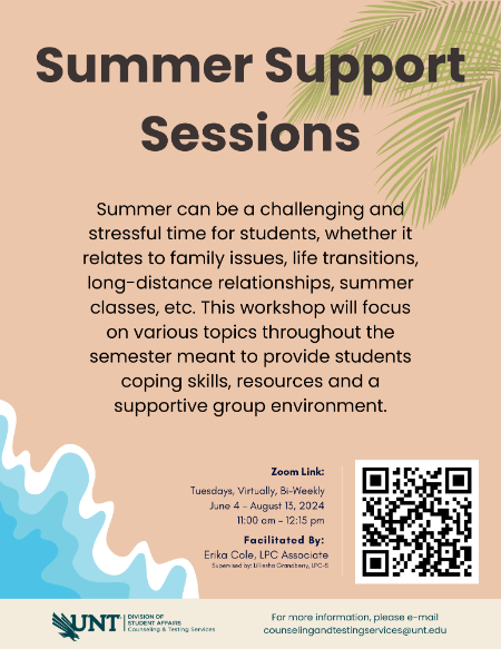 summer support sessions flyer