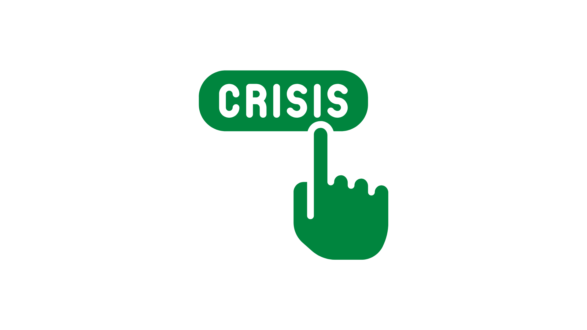 image of hand pointing to the word crisis