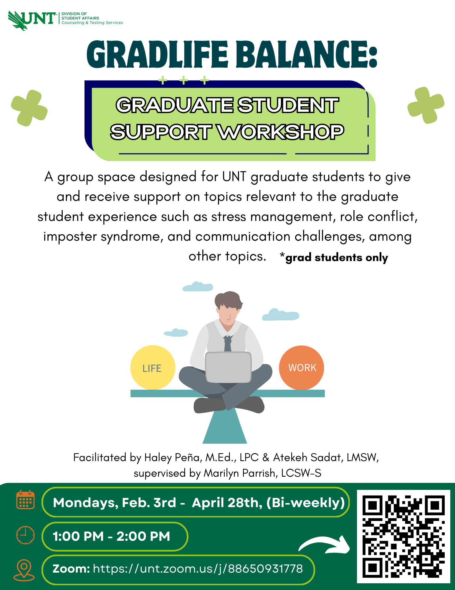 grad life balance workshop flyer