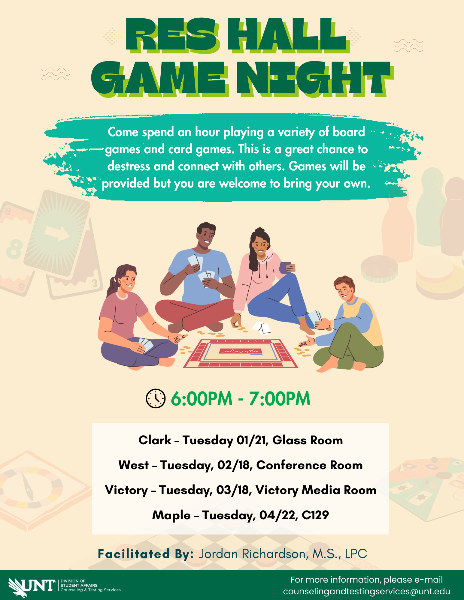 res hall game night workshop flyer