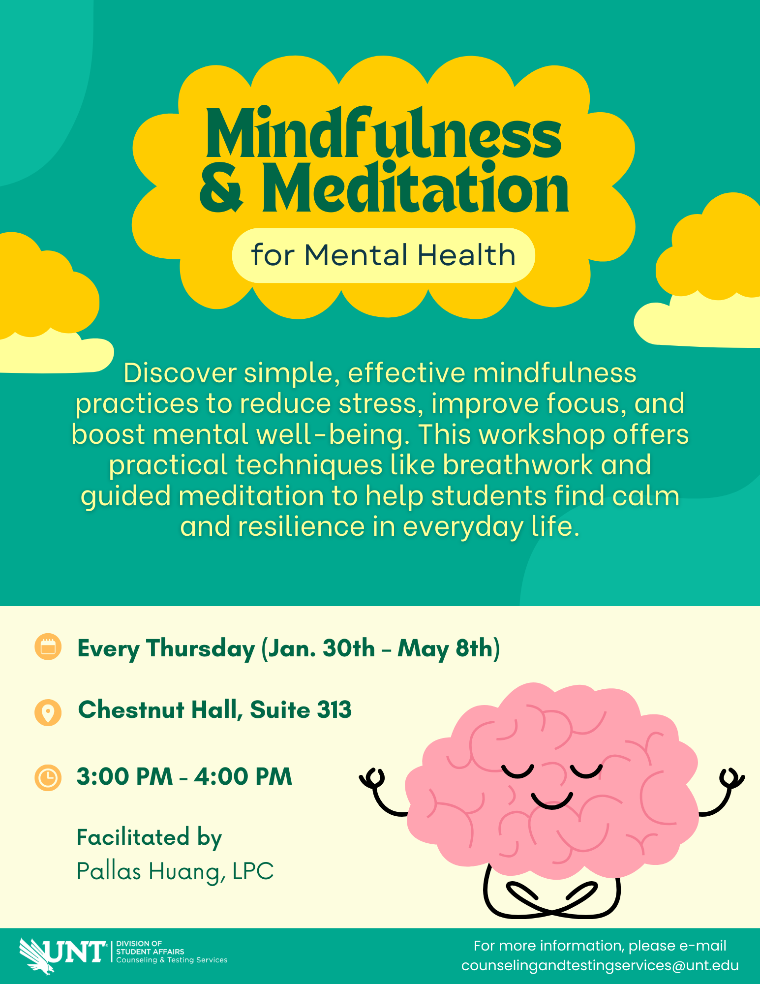 mindfullness and meditation workshop flyer