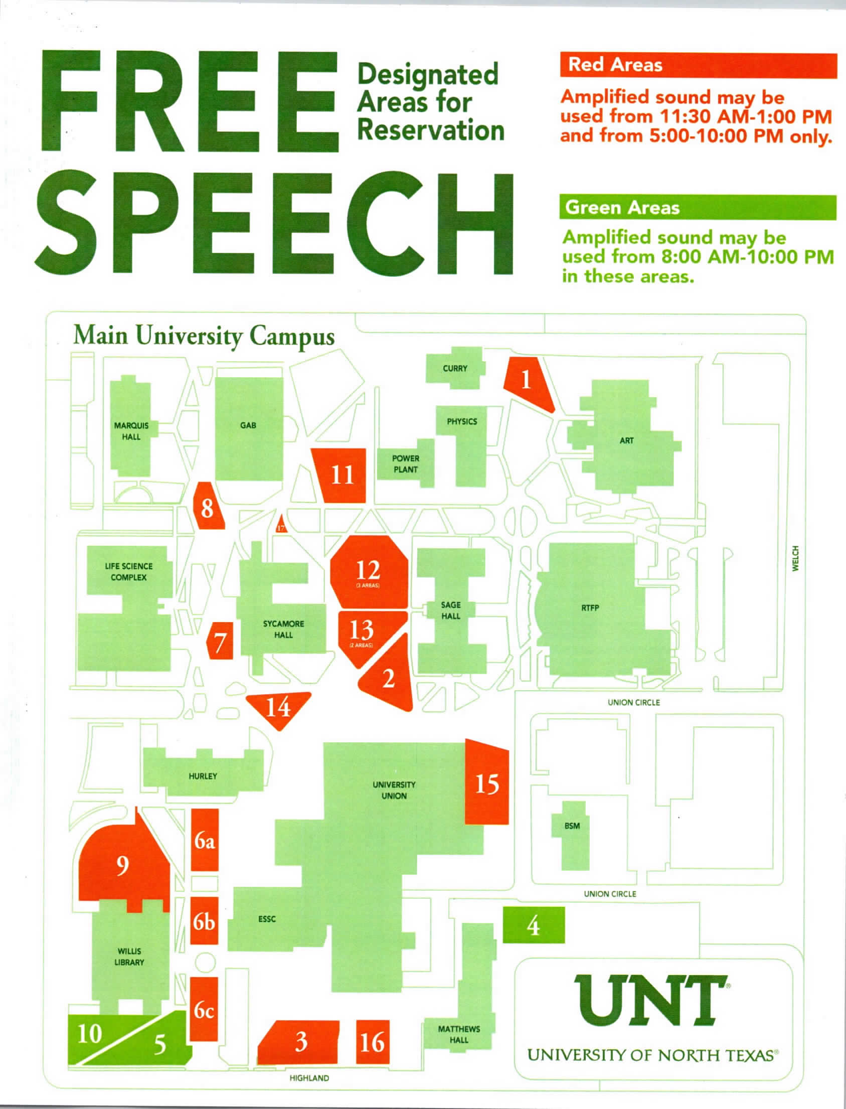 Free Speech Designated areas map