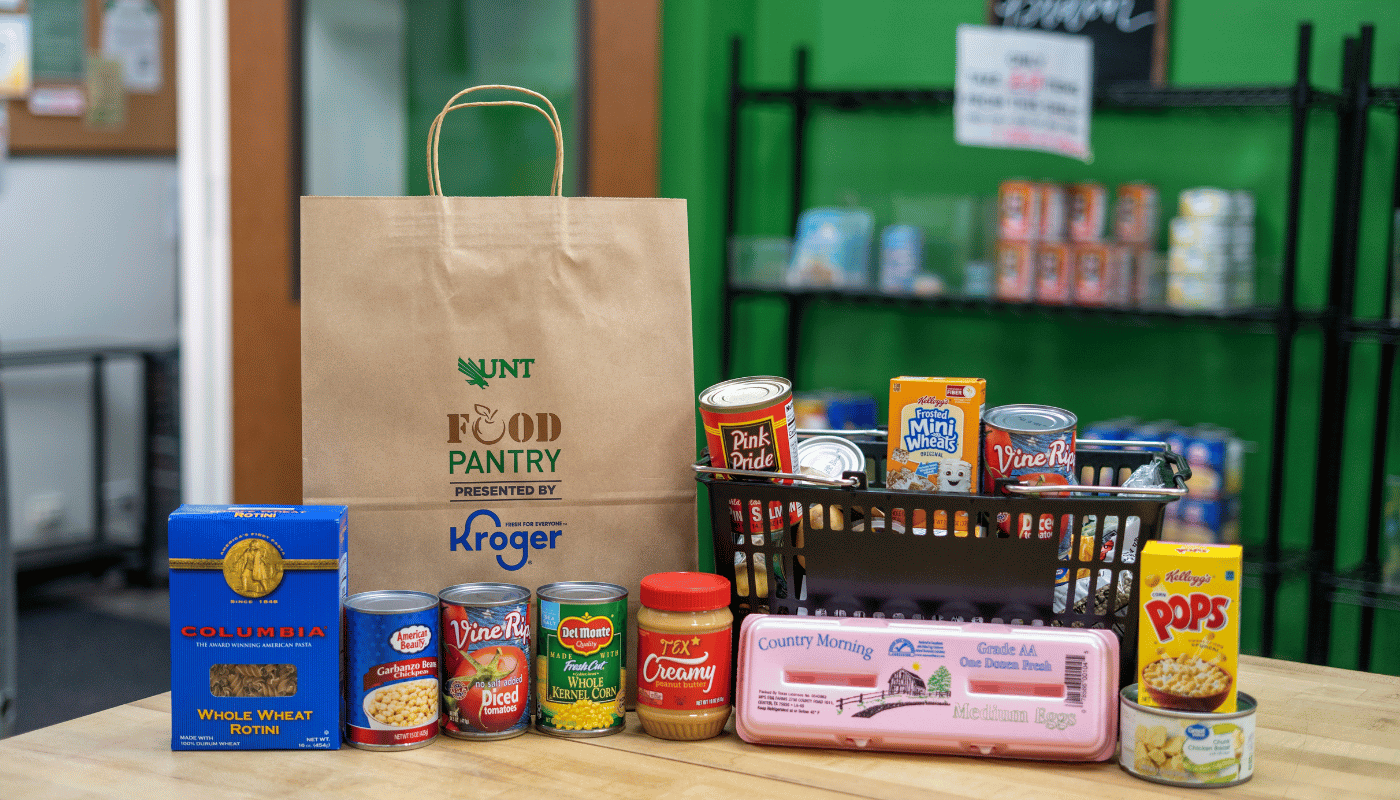 food pantry with items on a table