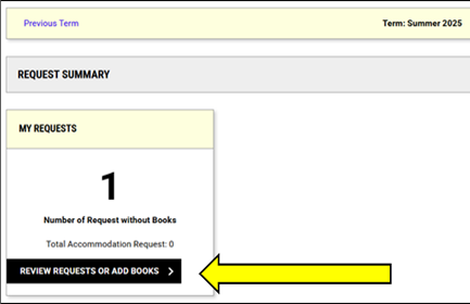 AIM "Review Requests or Add Books" button