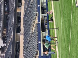 students on football field