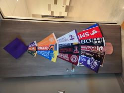 college pennants in tree shape