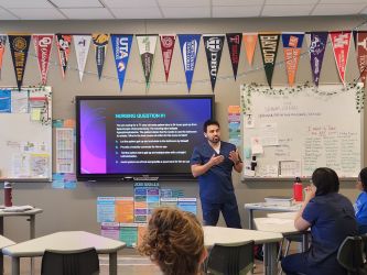 nurse in front of class