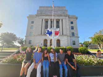 students at conference