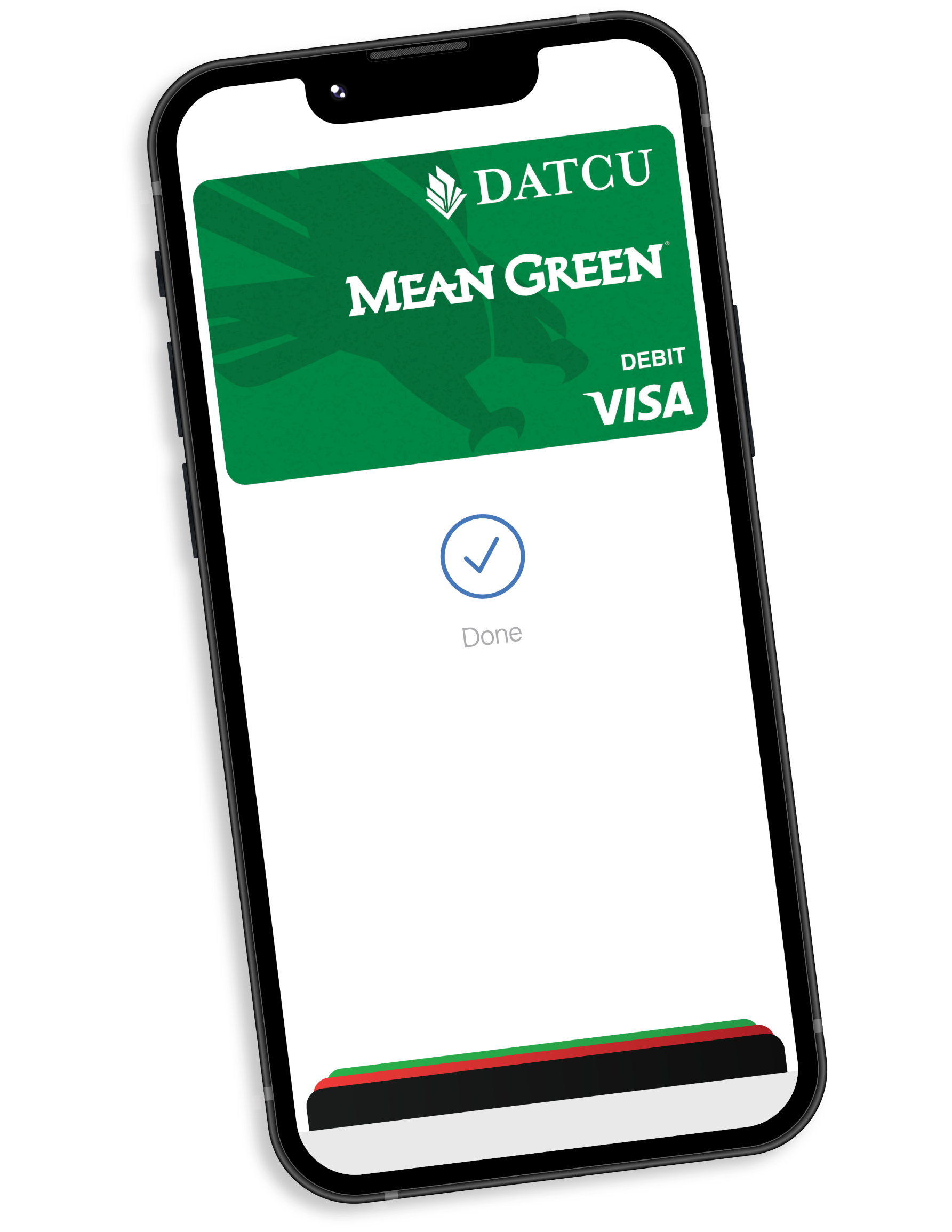 image of mobile phone with DATCU credit card