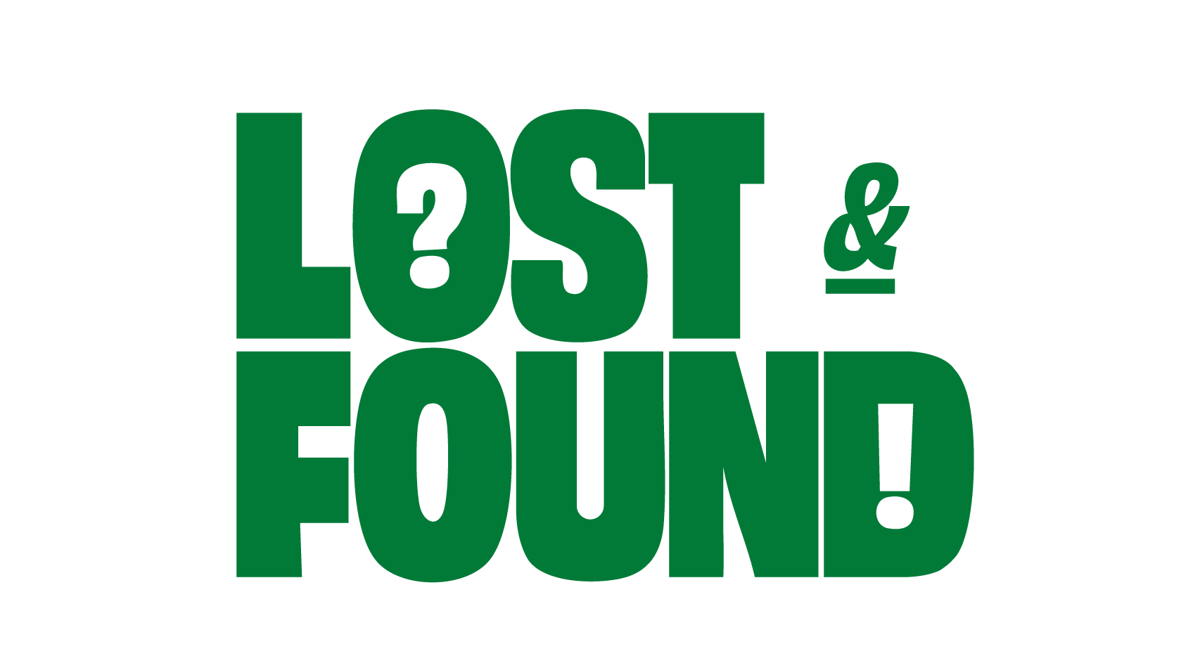 Forest green UNT Lost & Found logo on white background