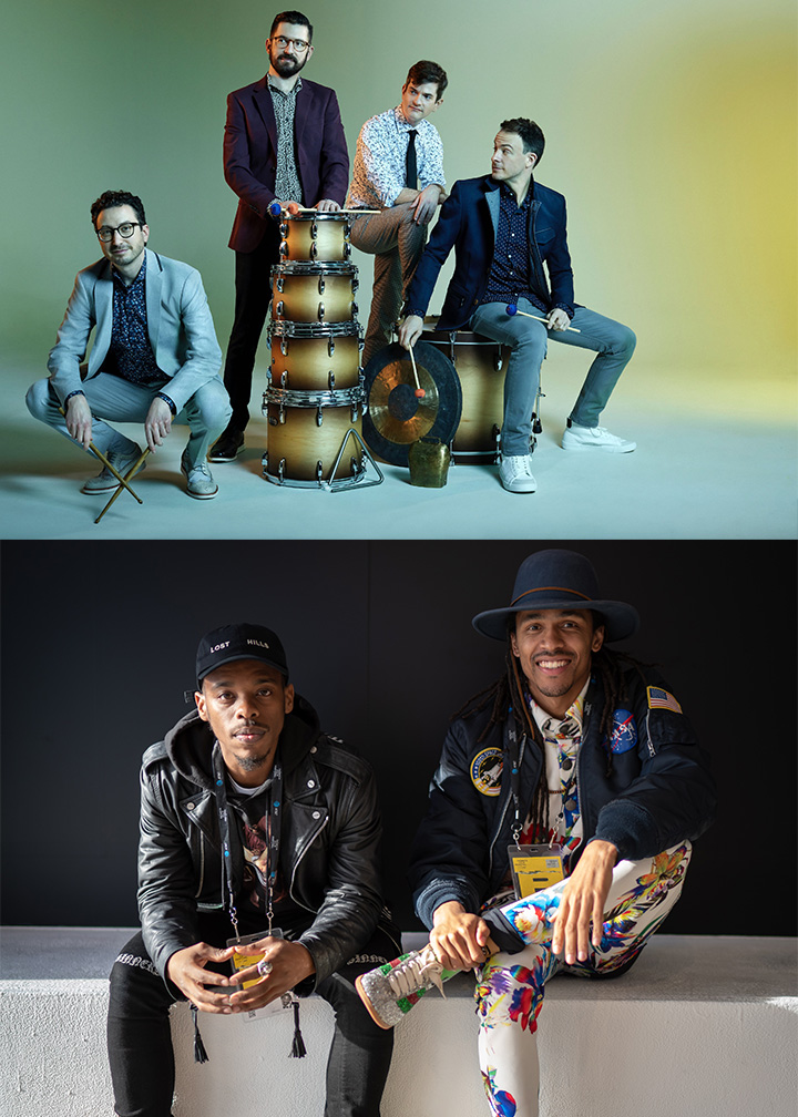 Top image shows Third Coast Percussion, Bottom image shows Movement Art Is